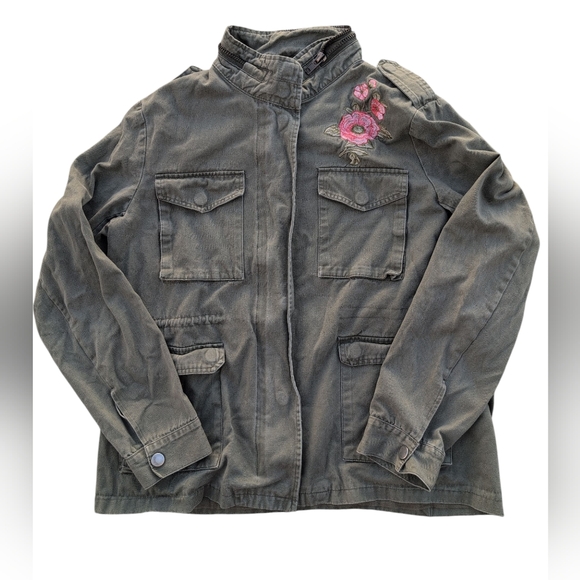 Embroidered Floral Military Jacket - Picture 1 of 7